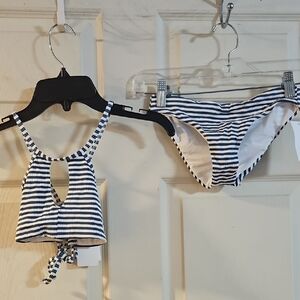 SPLENDID GIRLS 2 PIECE BIKINI SWIMSUIT: NAVY/WHITE: NEW WITH TAGS: SIZE 7